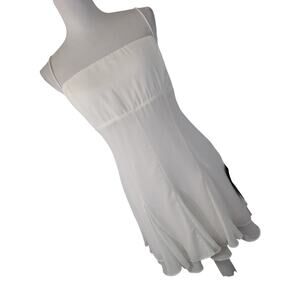 NWT! LULU'S! PURE WHITE CHIFFON, PLEATED DOUBLE RUFFLE, LACED BACK MINI DRESS! L